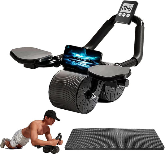 Abdominal Exercise Roller Wheel With Elbow Support, Knee Mat And Timer