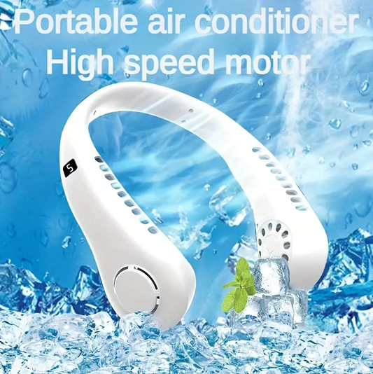 Portable Neck Fan with Adjustable Silicone, USB Rechargeable with LED Display